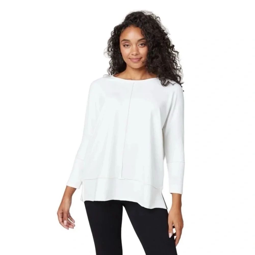 Spanx Women's White Dolman Pullover Sweater 3/4 Sleeve T-Shirt Size Large - Picture 2 of 12